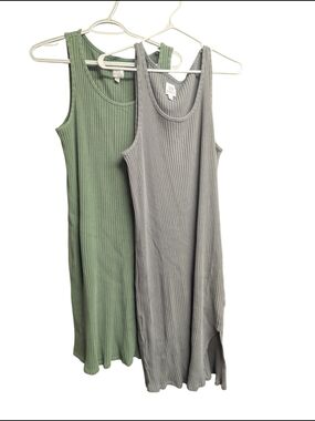 GAP Maternity Tank Midi Dress Duo - Olive Green & Gray